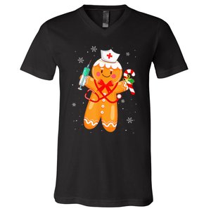 Gingerbread Nurse Christmas Cookies Baking Nursing Costume V-Neck T-Shirt