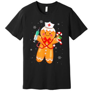 Gingerbread Nurse Christmas Cookies Baking Nursing Costume Premium T-Shirt