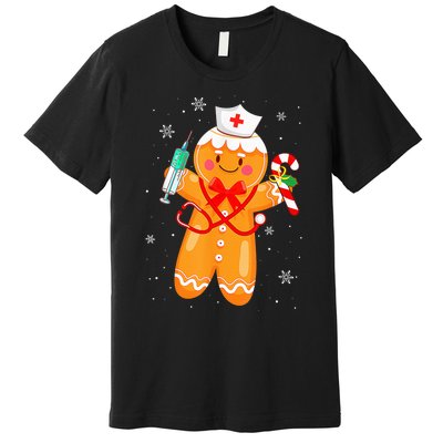 Gingerbread Nurse Christmas Cookies Baking Nursing Costume Premium T-Shirt