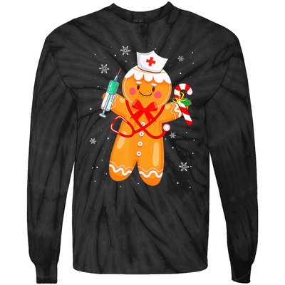 Gingerbread Nurse Christmas Cookies Baking Nursing Costume Tie-Dye Long Sleeve Shirt