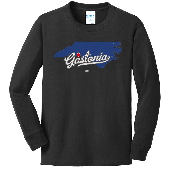 Gastonia North Carolina NC Map Kids Long Sleeve Shirt