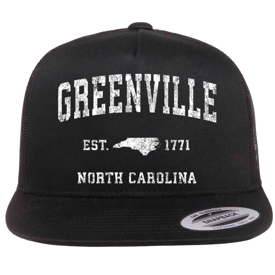 Greenville North Carolina Nc Vintage Athletic Sports Flat Bill Trucker Hat