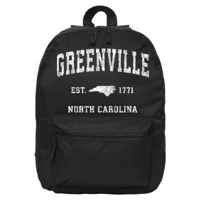 Greenville North Carolina Nc Vintage Athletic Sports 16 in Basic Backpack