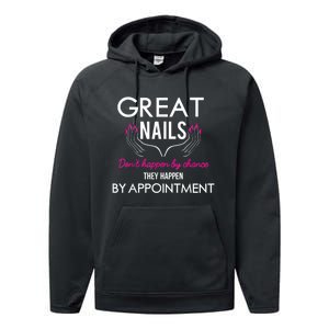 Great Nail Don't Happen By Chance Funny Nail Tech Women Performance Fleece Hoodie