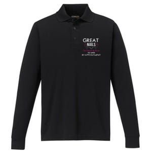 Great Nail Don't Happen By Chance Funny Nail Tech Women Performance Long Sleeve Polo