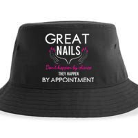 Great Nail Don't Happen By Chance Funny Nail Tech Women Sustainable Bucket Hat