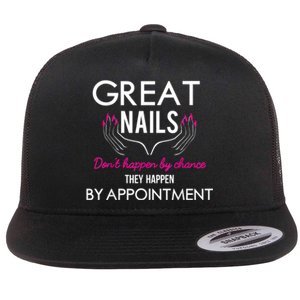 Great Nail Don't Happen By Chance Funny Nail Tech Women Flat Bill Trucker Hat