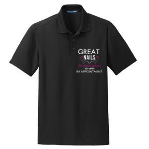 Great Nail Don't Happen By Chance Funny Nail Tech Women Dry Zone Grid Polo