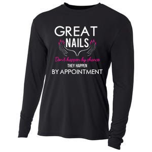 Great Nail Don't Happen By Chance Funny Nail Tech Women Cooling Performance Long Sleeve Crew