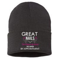 Great Nail Don't Happen By Chance Funny Nail Tech Women Sustainable Knit Beanie