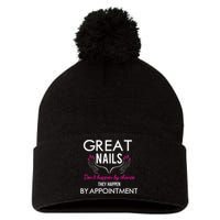 Great Nail Don't Happen By Chance Funny Nail Tech Women Pom Pom 12in Knit Beanie