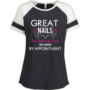 Great Nail Don't Happen By Chance Funny Nail Tech Women Enza Ladies Jersey Colorblock Tee