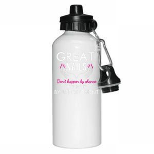 Great Nail Don't Happen By Chance Funny Nail Tech Women Aluminum Water Bottle