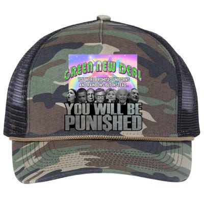 Green New Deal You Were Promised Unicorns And Rainbows Retro Rope Trucker Hat Cap