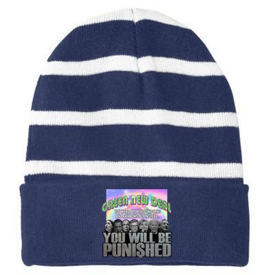 Green New Deal You Were Promised Unicorns And Rainbows Striped Beanie with Solid Band