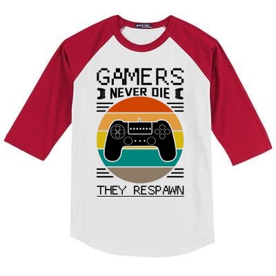 Gamers Never Die They Respawn Kids Colorblock Raglan Jersey