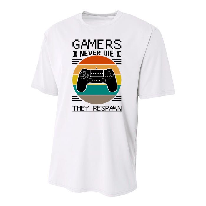 Gamers Never Die They Respawn Youth Performance Sprint T-Shirt