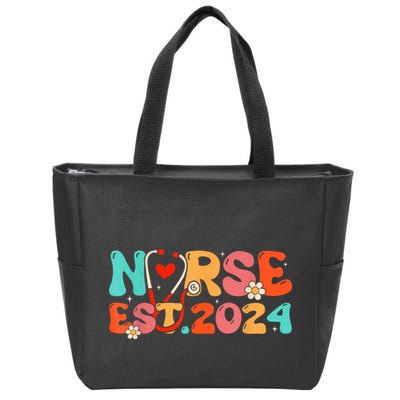 Groovy Nurse Est 2024 Rn Nursing School Graduation 2024 Zip Tote Bag