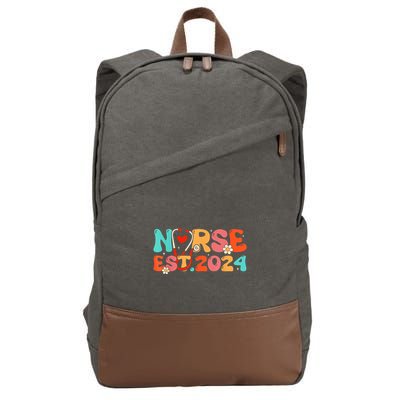 Groovy Nurse Est 2024 Rn Nursing School Graduation 2024 Cotton Canvas Backpack