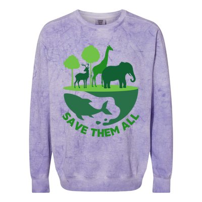 Global National Endangered Species Day Protect The Wildlife Funny Gift Colorblast Crewneck Sweatshirt