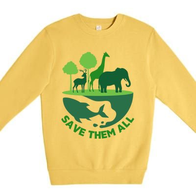 Global National Endangered Species Day Protect The Wildlife Funny Gift Premium Crewneck Sweatshirt