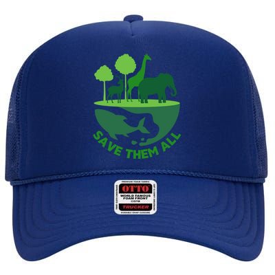 Global National Endangered Species Day Protect The Wildlife Gift High Crown Mesh Back Trucker Hat