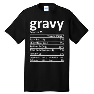 Gravy Nutrition Facts Thanksgiving Christmas Food Tall T-Shirt