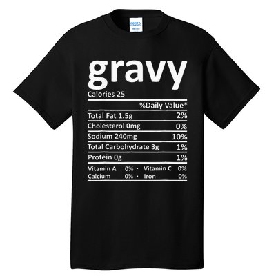 Gravy Nutrition Facts Thanksgiving Christmas Food Tall T-Shirt