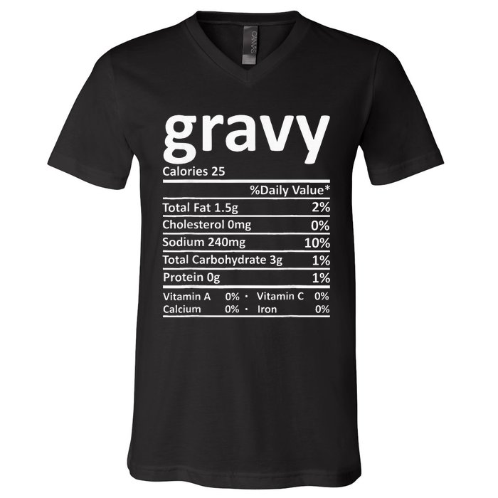 Gravy Nutrition Facts Thanksgiving Christmas Food V-Neck T-Shirt