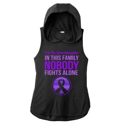 Granddaughter Nobody Fights Alone Alzheimers Awareness Gift Ladies PosiCharge Tri-Blend Wicking Draft Hoodie Tank