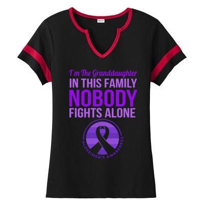 Granddaughter Nobody Fights Alone Alzheimers Awareness Gift Ladies Halftime Notch Neck Tee