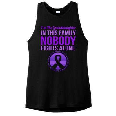 Granddaughter Nobody Fights Alone Alzheimers Awareness Gift Ladies PosiCharge Tri-Blend Wicking Tank