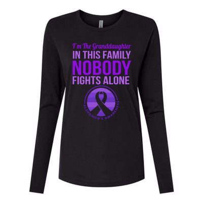 Granddaughter Nobody Fights Alone Alzheimers Awareness Gift Womens Cotton Relaxed Long Sleeve T-Shirt