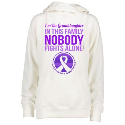 Granddaughter Nobody Fights Alone Alzheimers Awareness Gift Womens Funnel Neck Pullover Hood