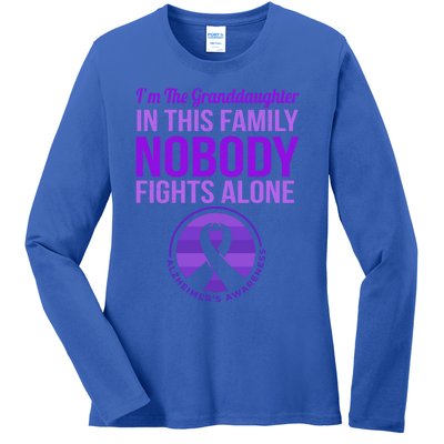 Granddaughter Nobody Fights Alone Alzheimers Awareness Gift Ladies Long Sleeve Shirt