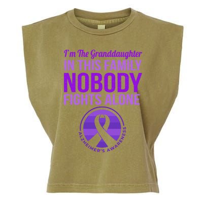 Granddaughter Nobody Fights Alone Alzheimers Awareness Gift Garment-Dyed Women's Muscle Tee