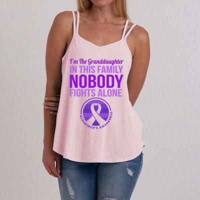 Granddaughter Nobody Fights Alone Alzheimers Awareness Gift Women's Strappy Tank