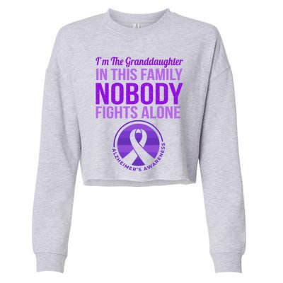 Granddaughter Nobody Fights Alone Alzheimers Awareness Gift Cropped Pullover Crew