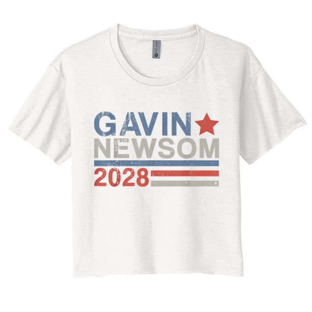 Gavin Newsom For President 2028 Vintage Gavin Newsom 2028 Crop Top