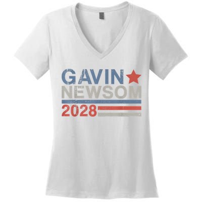 Gavin Newsom For President 2028 Vintage Gavin Newsom 2028 Women's V-Neck T-Shirt