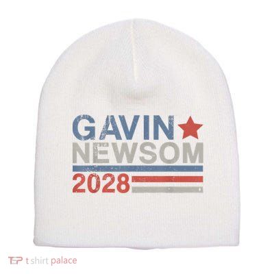 Gavin Newsom For President 2028 Vintage Gavin Newsom 2028 Short Acrylic Beanie