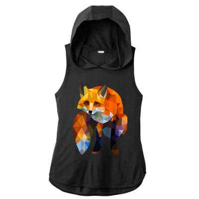 Geometric Nature Fox Cool Cute Graphic Art Ladies PosiCharge Tri-Blend Wicking Draft Hoodie Tank