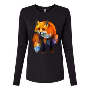 Geometric Nature Fox Cool Cute Graphic Art Womens Cotton Relaxed Long Sleeve T-Shirt