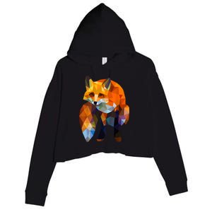 Geometric Nature Fox Cool Cute Graphic Art Crop Fleece Hoodie