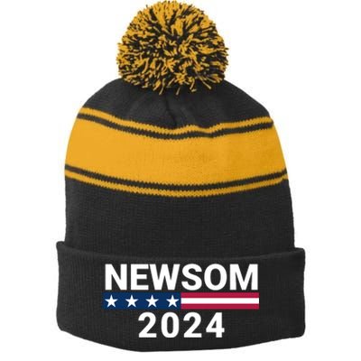 Gavin Newsom For President 2024 Gavin Newsom 2024 Vote Gavin Newsom Stripe Pom Pom Beanie