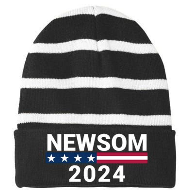 Gavin Newsom For President 2024 Gavin Newsom 2024 Vote Gavin Newsom Striped Beanie with Solid Band