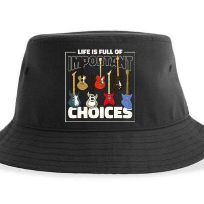 Guitar Nut Funny Life Is Full Of Important Choices Sustainable Bucket Hat