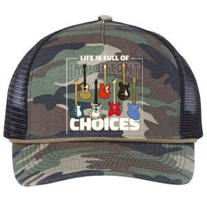 Guitar Nut Funny Life Is Full Of Important Choices Retro Rope Trucker Hat Cap