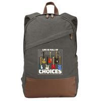 Guitar Nut Funny Life Is Full Of Important Choices Cotton Canvas Backpack