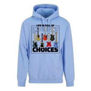 Guitar Nut Funny Life Is Full Of Important Choices Unisex Surf Hoodie